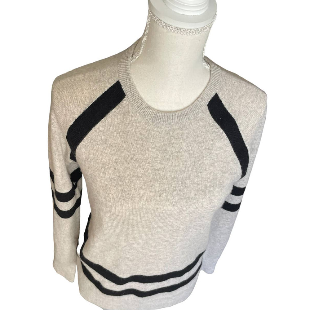 Equipment Femme Womens CASHMERE Striped Sweater Long Sleeve Size S/P CREAM - Picture 4 of 6